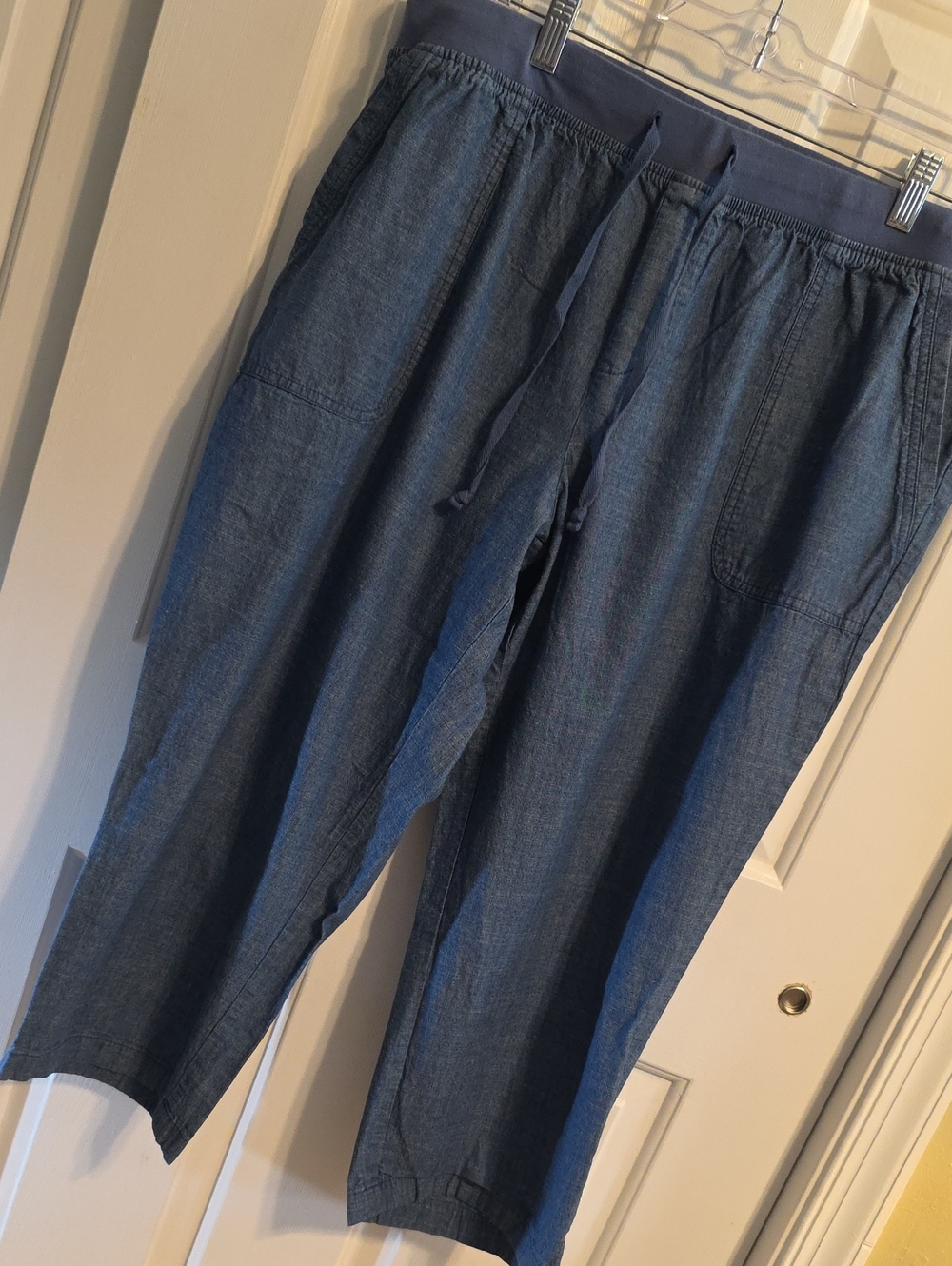 CJ Banks Denim-Blue Cropped Drawstring Pants